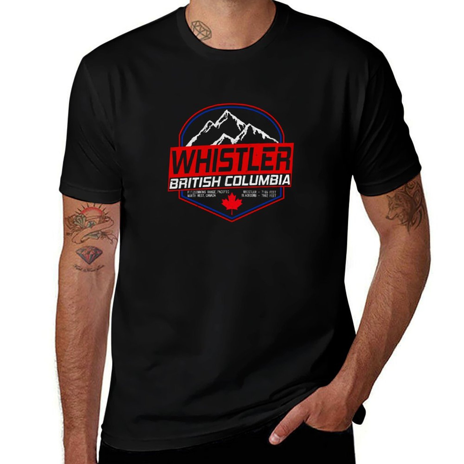Mountain Biking Whistler - เสื้อยืดเรโทร สกี วิสต์เลอร์ บีซี แคนาดา สถานที่สวรรค์สำหรับการเล่นสกีและปั่นจักรยานเสือภูเขา